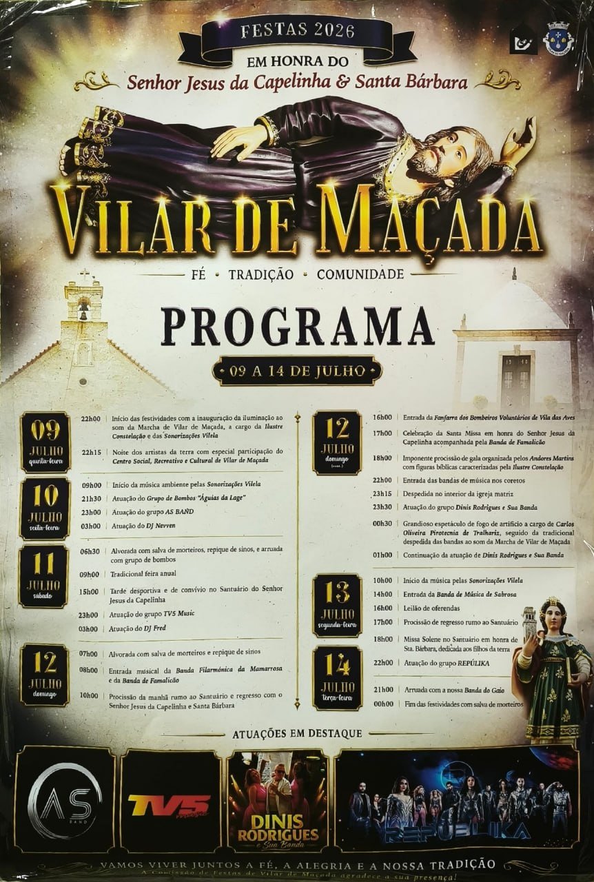 Cartaz Festas em honra do Senhor Jesus da Capelinha & Santa Bárbara 2026 - Vilar de Maçada