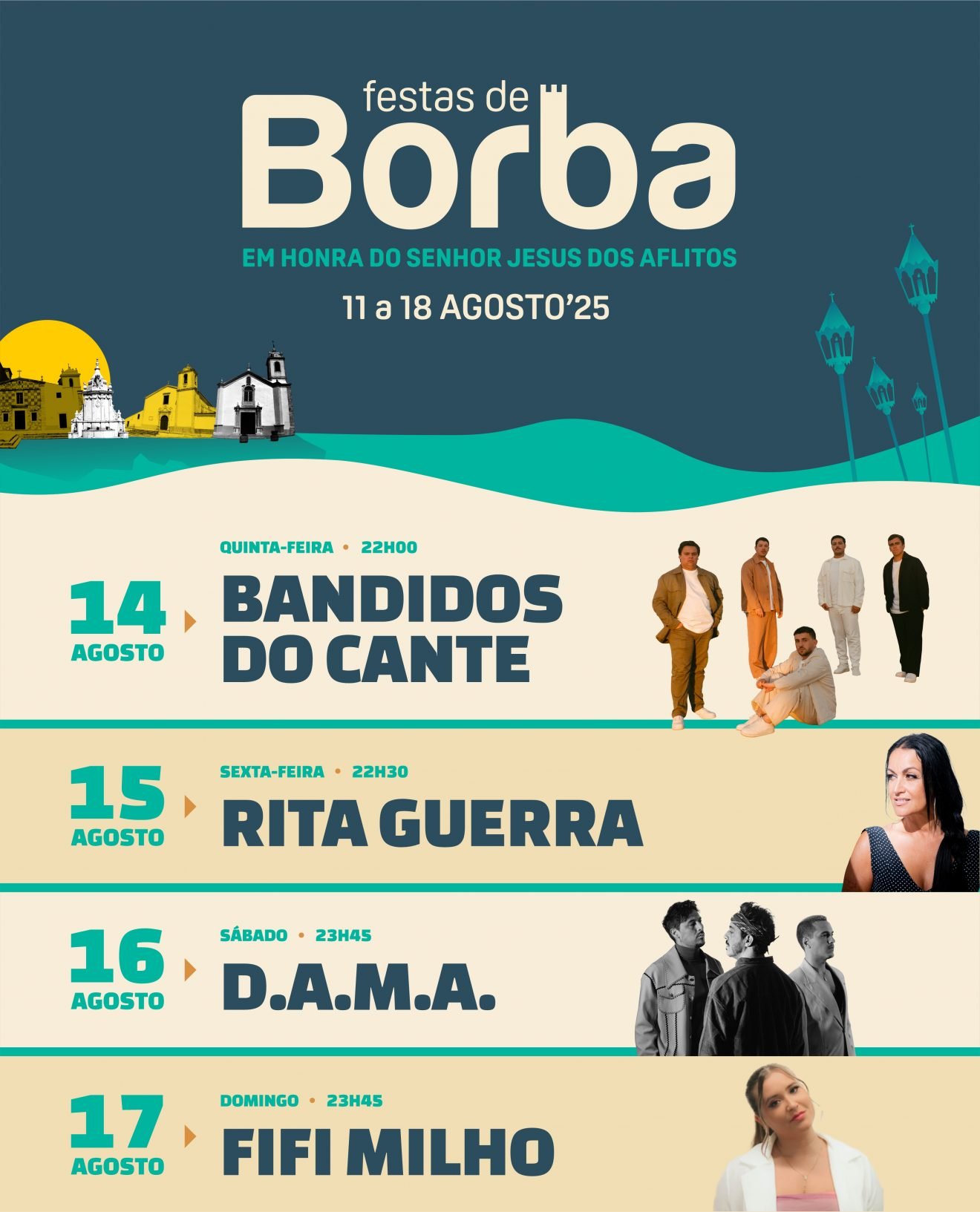 Cartaz Festas em Honra do Senhor Jesus dos Aflitos 2025 - Borba