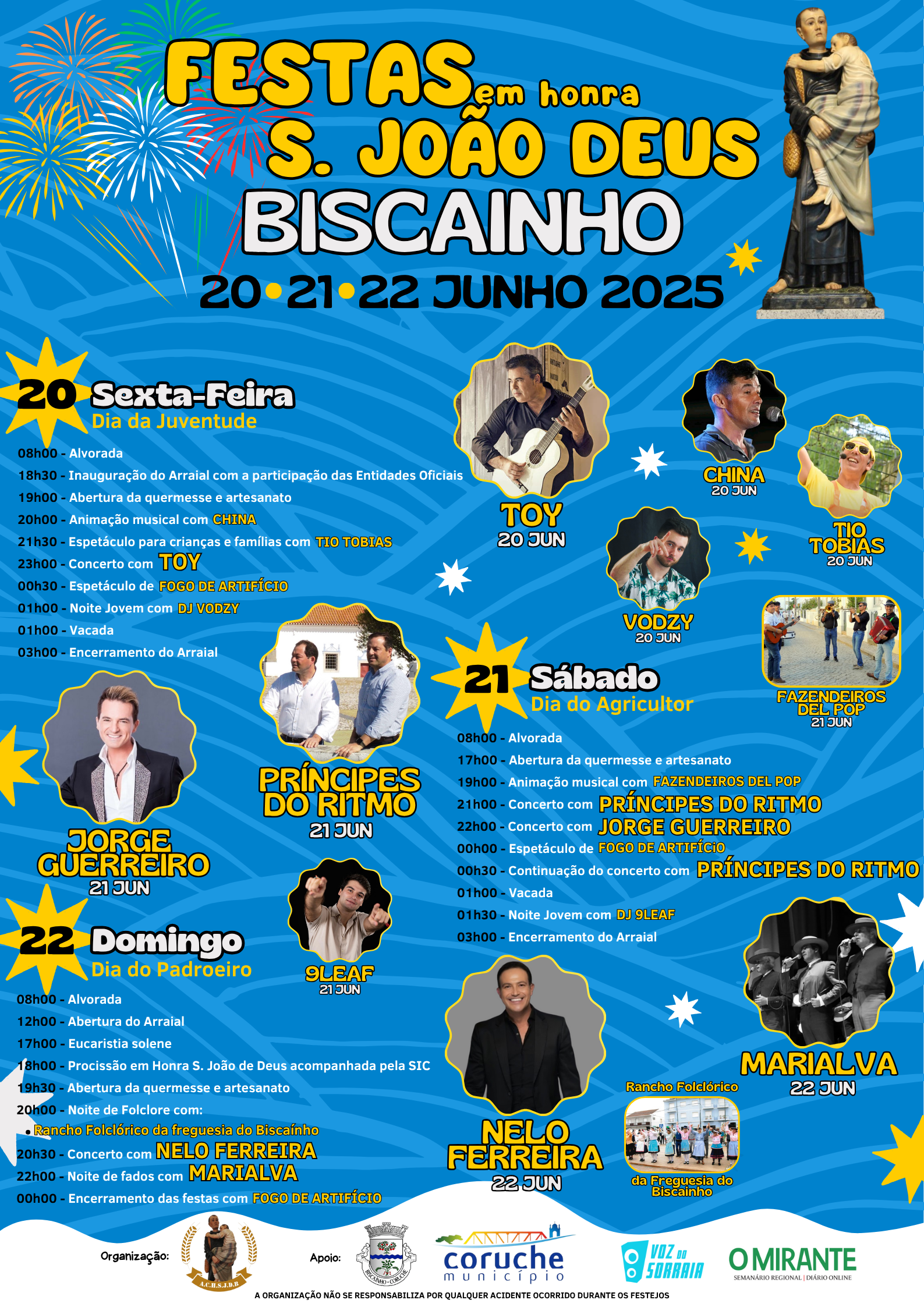 Cartaz Festas em Honra S. João de Deus 2025 - Biscainho 