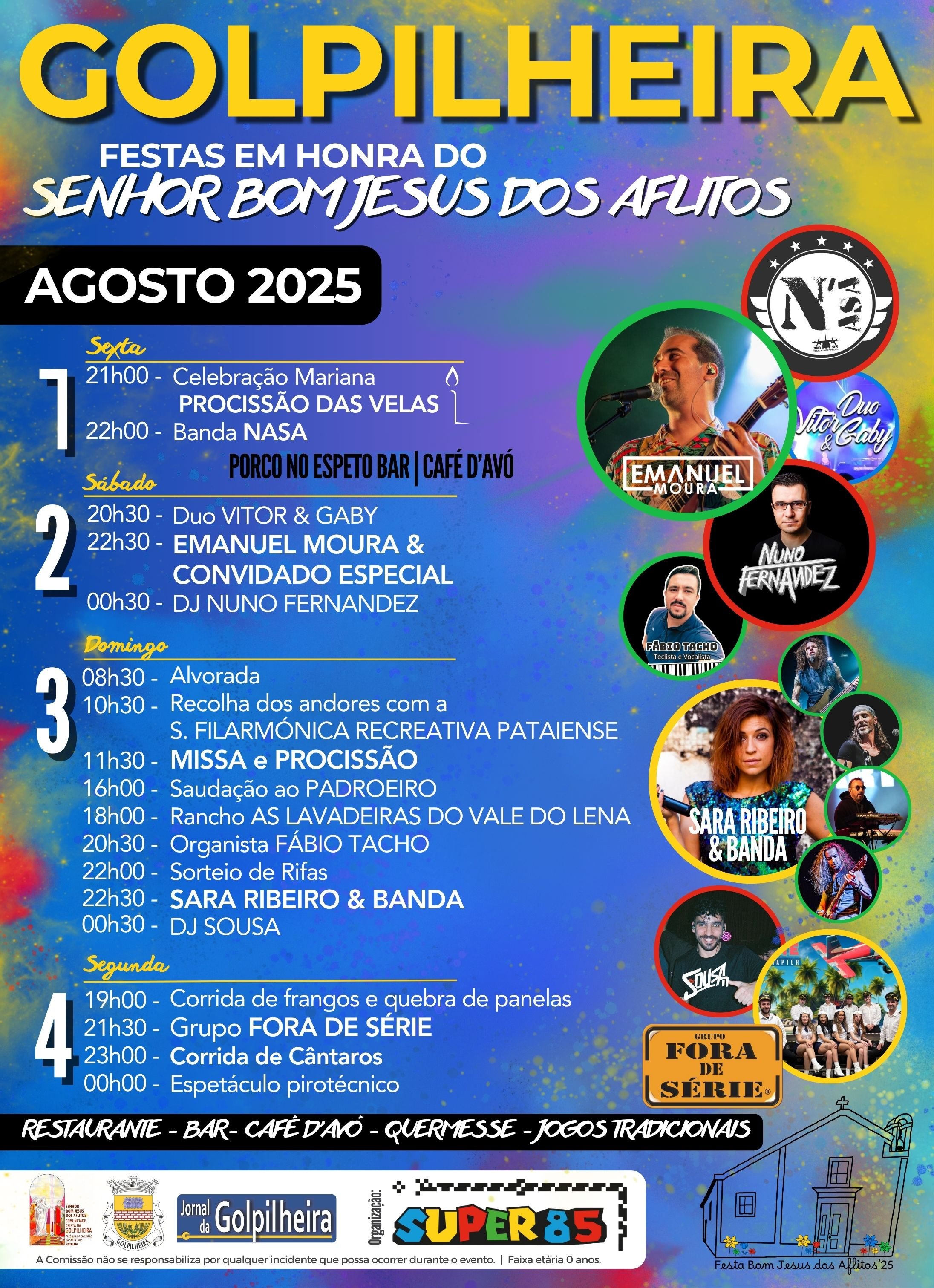 Cartaz Festas em Honra Senhor Bom Jesus dos Aflitos 2025 - Golpilheira