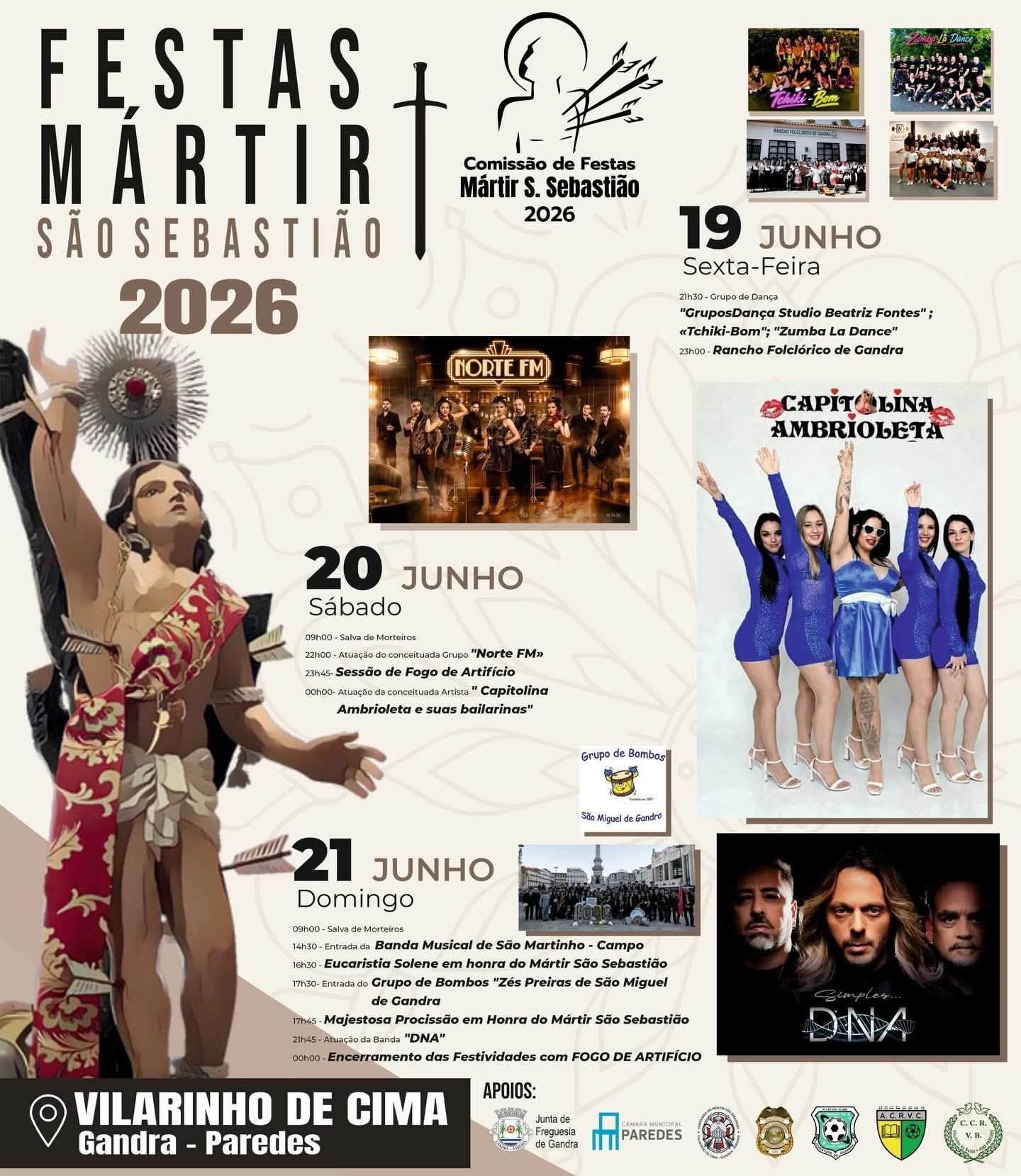 Cartaz Festas Mártir São Sebastião 2026 - Vilarinho de Cima
