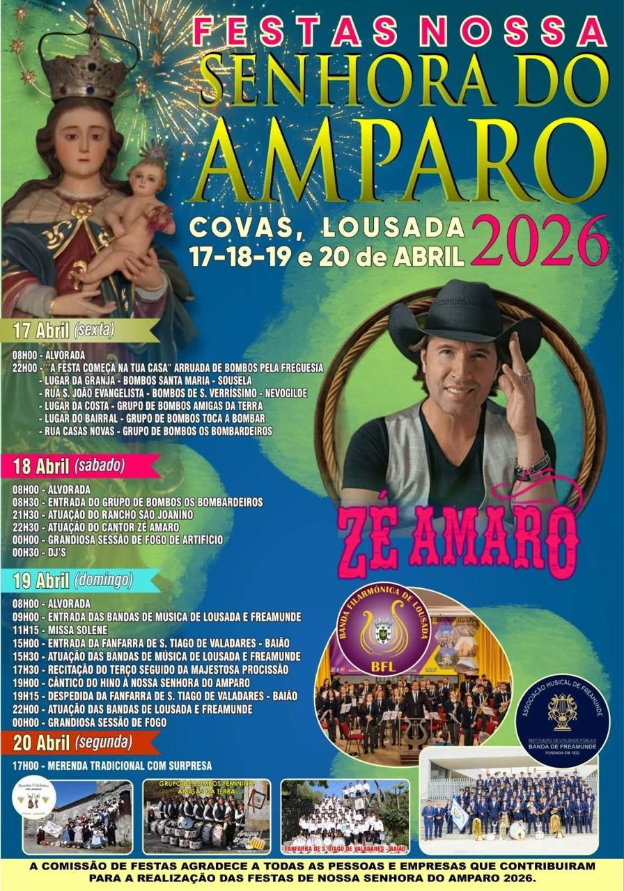 Cartaz Festas Nossa Senhora do Amparo 2026 - Covas