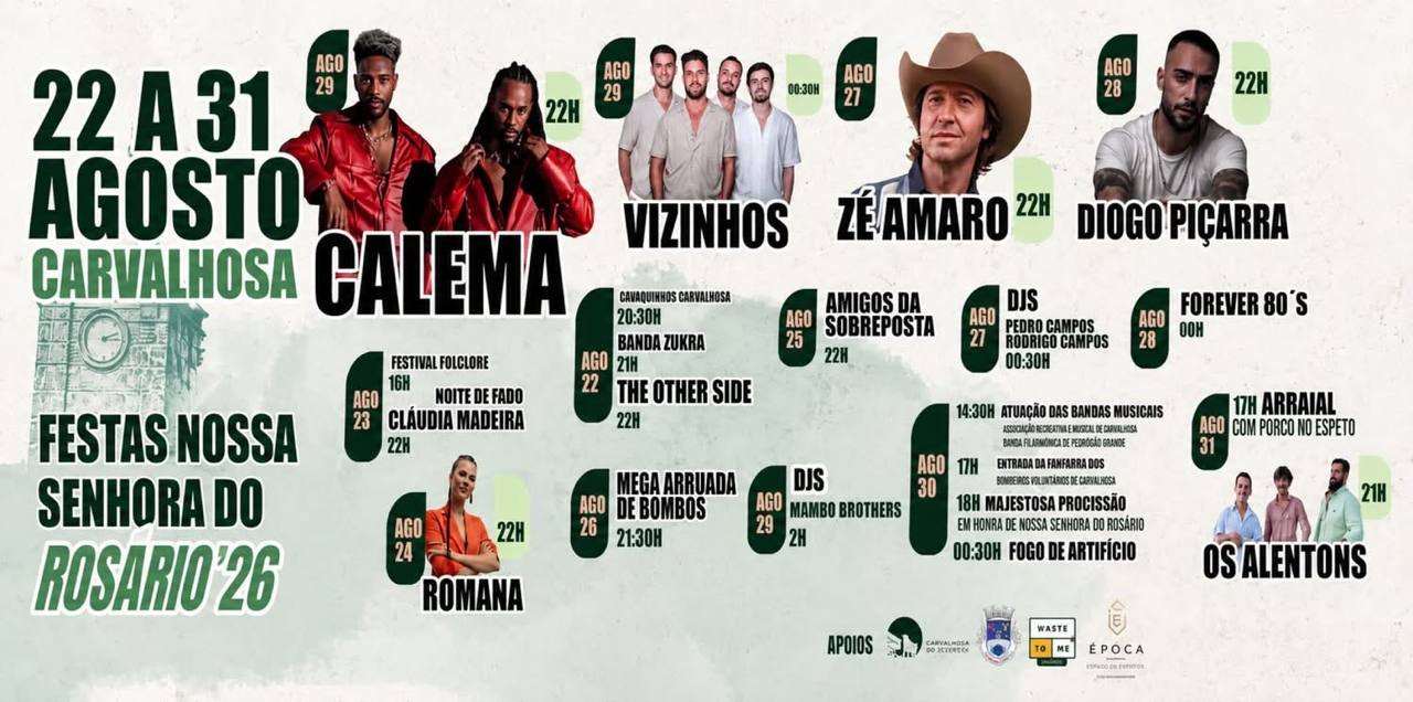 Cartaz Festas Nossa Senhora do Rosário 2026 - Carvalhosa