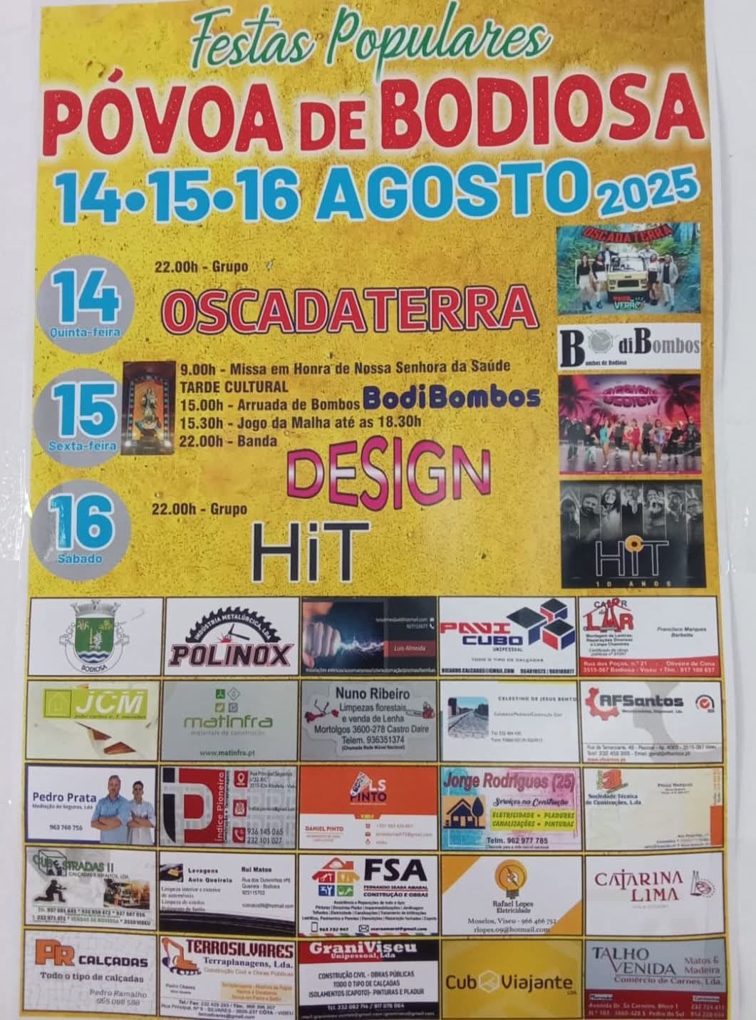 Cartaz Festas Populares 2025 - Póvoa de Bodiosa