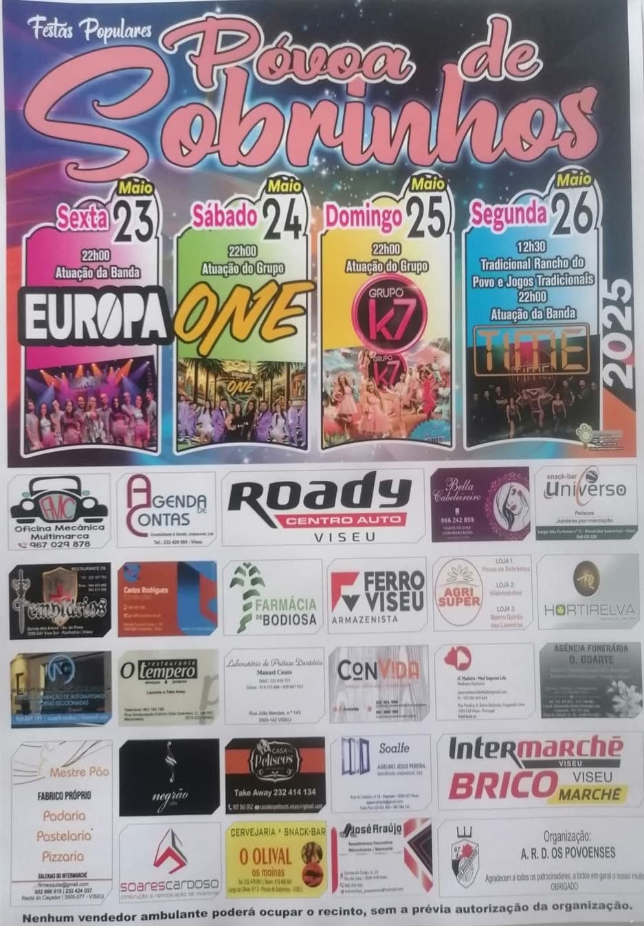 Cartaz Festas Populares 2025 - Póvoa de Sobrinhos