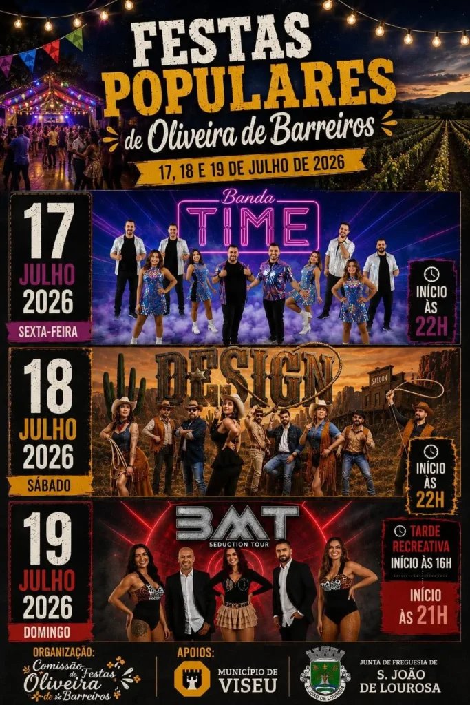 Cartaz Festas Populares 2026 - Oliveira de Barreiros