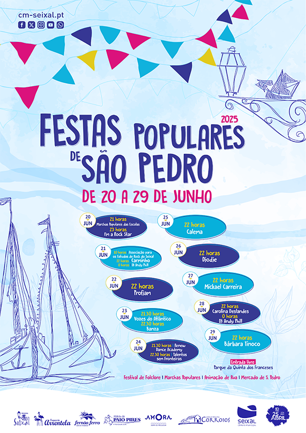Cartaz Festas Populares de S. Pedro 2025 - Seixal 