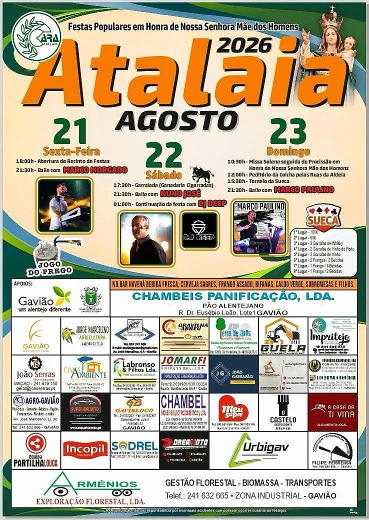 Cartaz Festas Populares em Honra de Nossa Senhora Mãe dos Homens 2026 - Atalaia