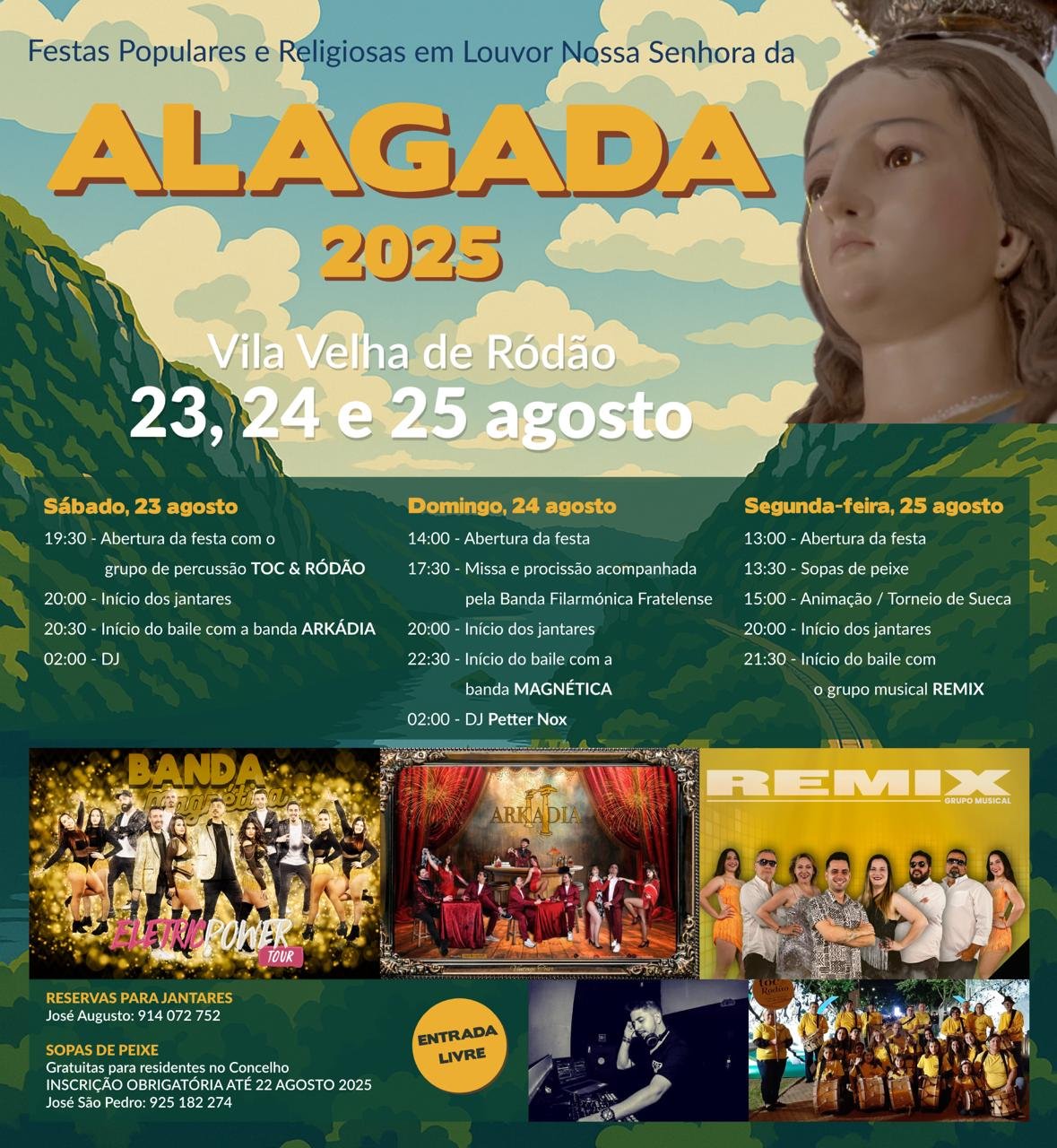 Cartaz Festas Populares em Louvor Nossa Senhora da Alagada 2025 - Vila Velha de Rodão