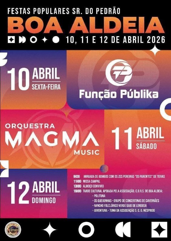 Cartaz Festas Populares Sr. do Pedrão 2026 - Boa Aldeia