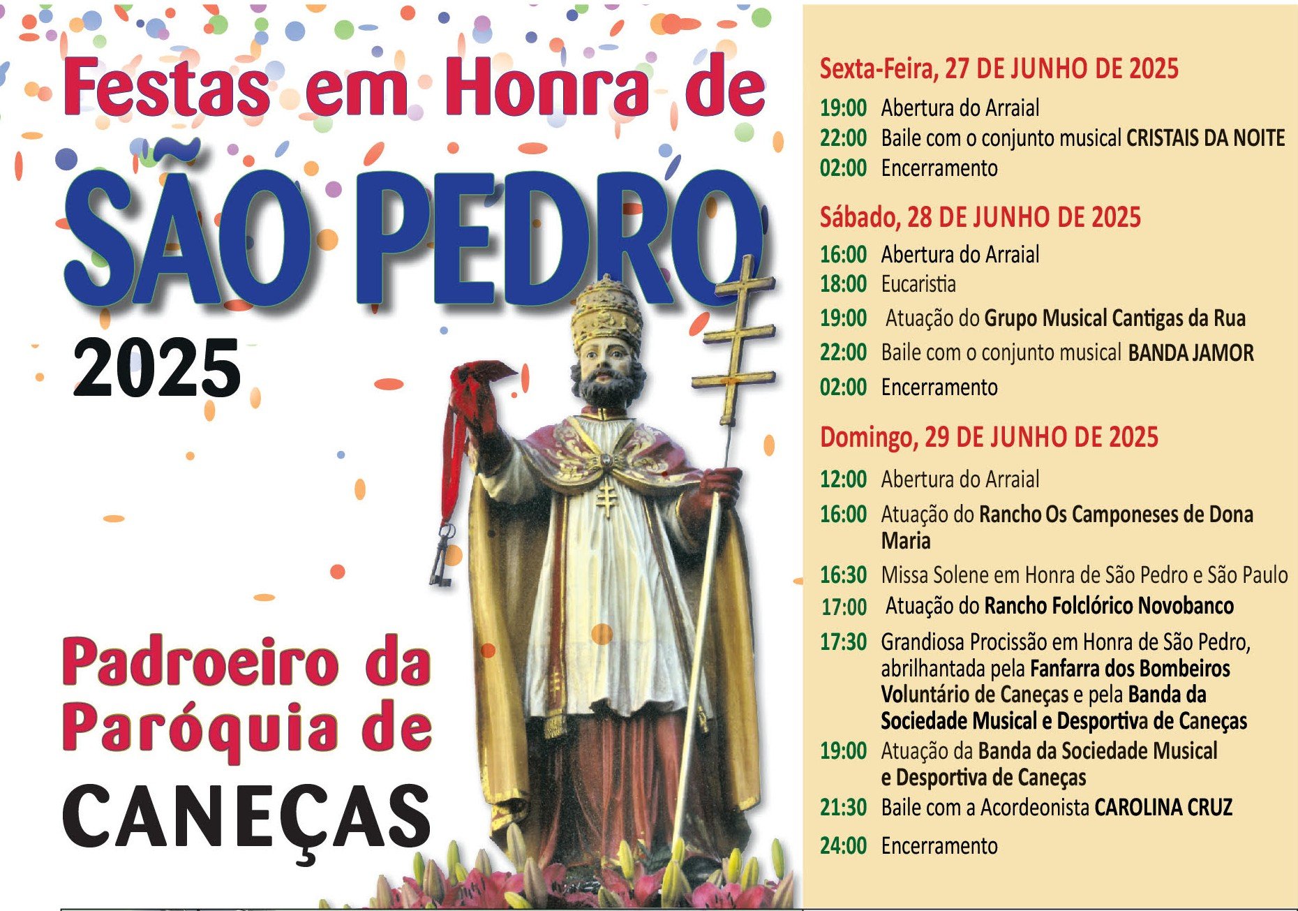 Cartaz Festas São Pedro 2025 - Caneças