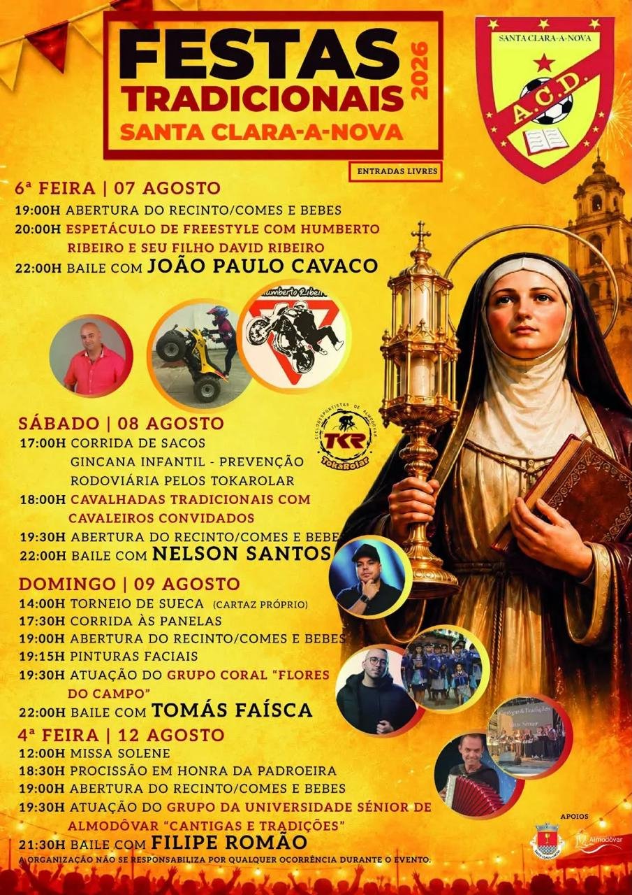 Cartaz Festas Tradicionais 2026 - Santa Clara-a-Nova