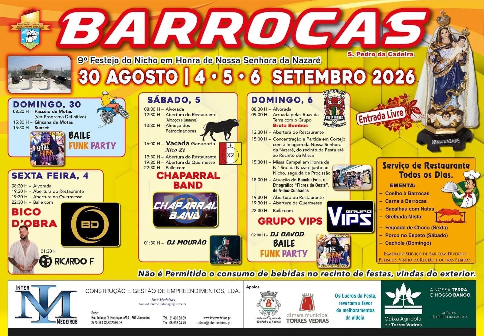 Cartaz Festejo do Nicho em Honra de Nossa Senhora da Nazaré 2026 - Barrocas