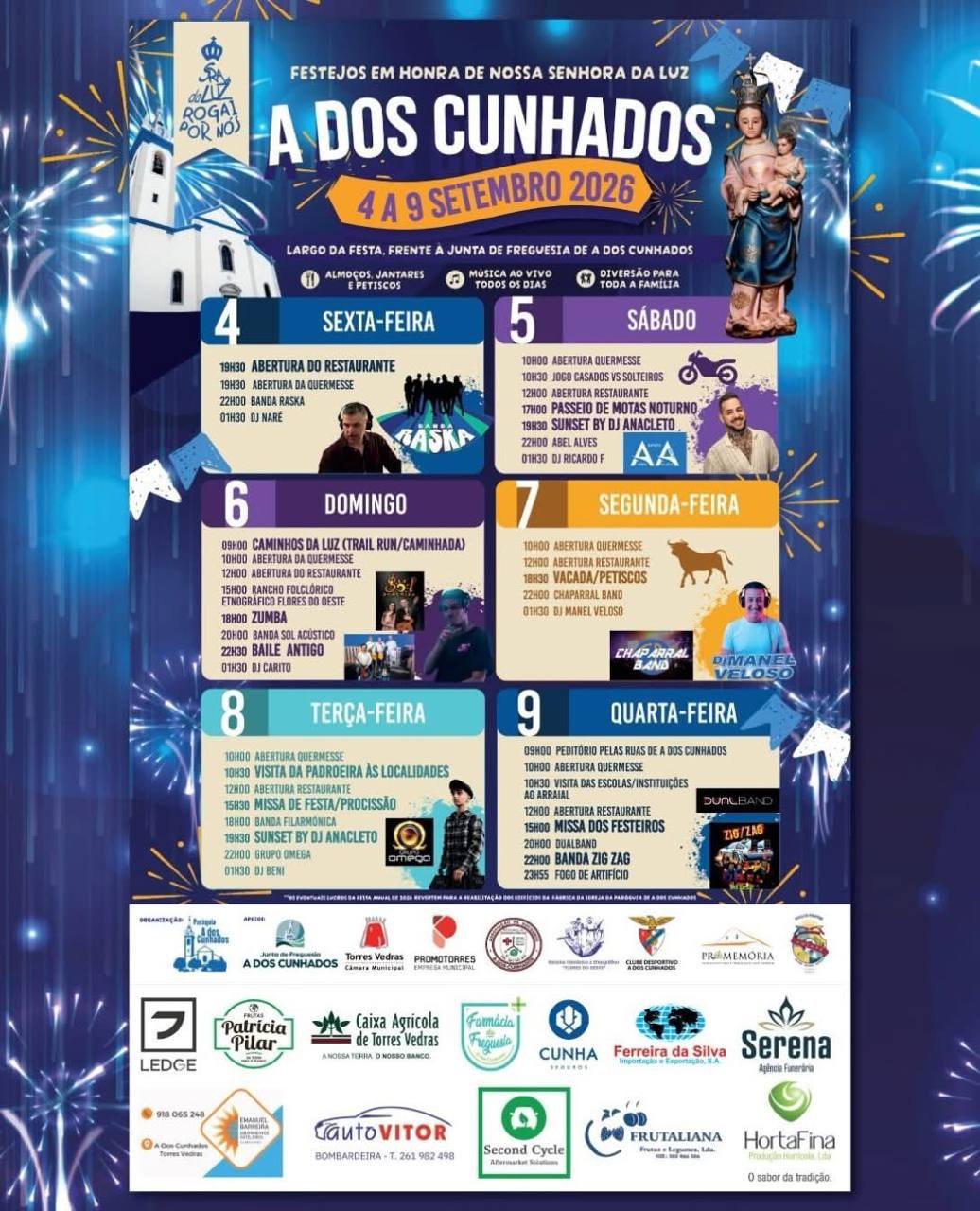 Cartaz Festejos em honra de Nossa Senhora da Luz 2026 - A dos Cunhados