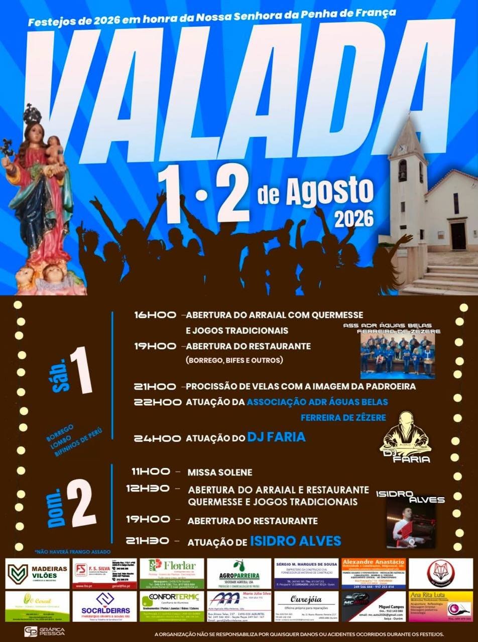 Cartaz Festejos em honra de Nossa Senhora da Penha de França 2026 - Valada