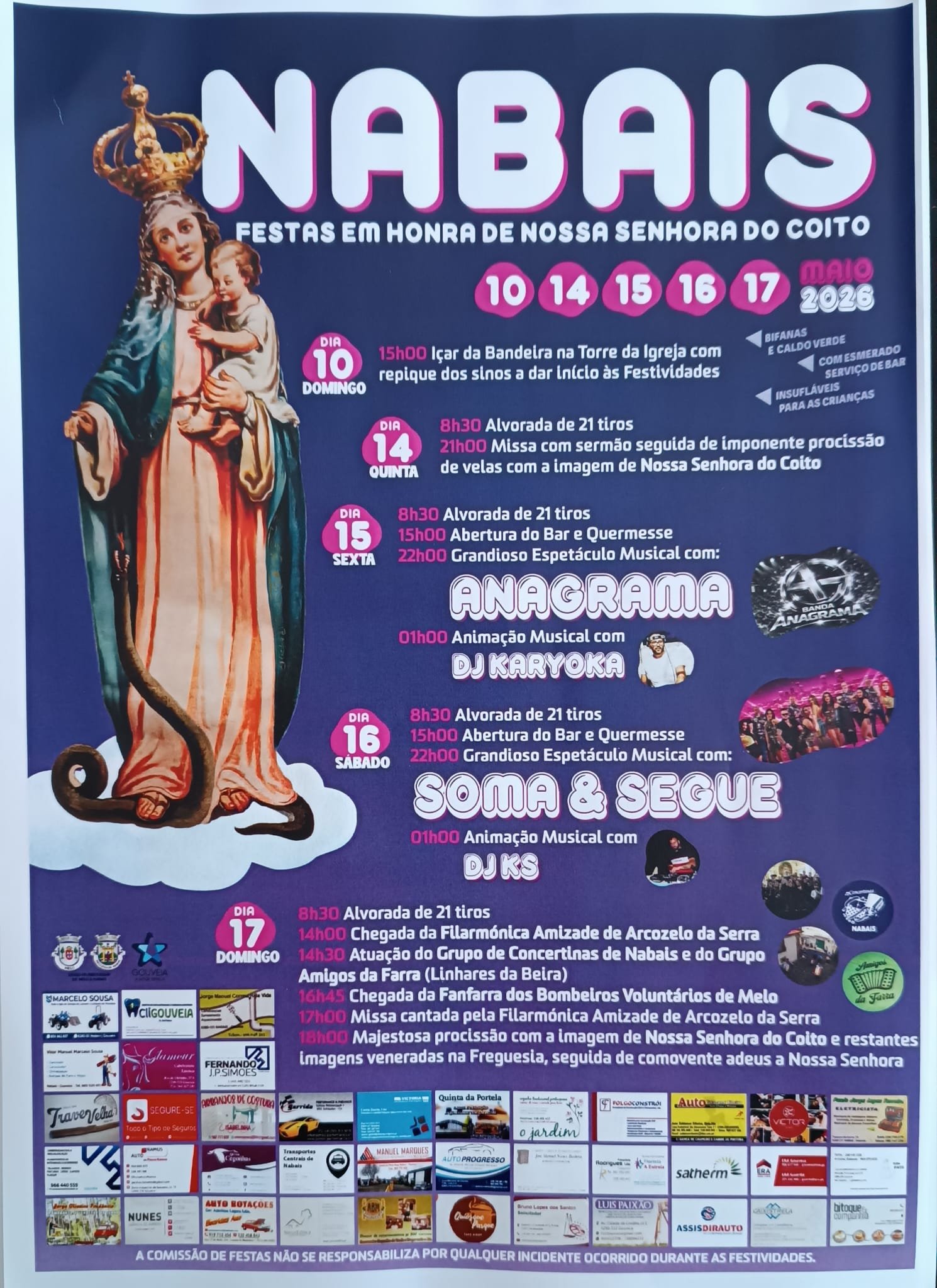 Cartaz Festejos em Honra de Nossa Senhora do Coito 2026 - Nabais