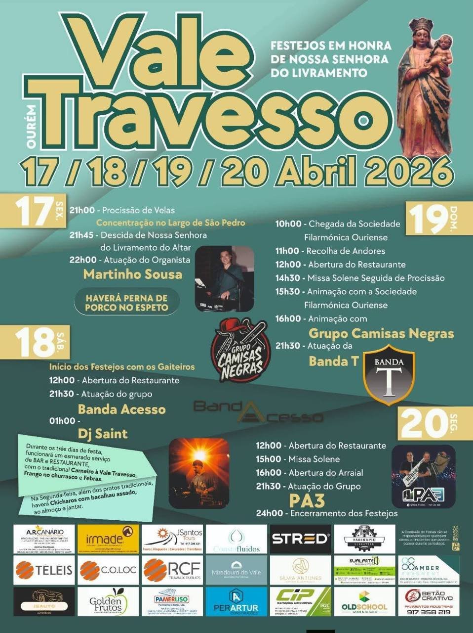 Cartaz Festejos em honra de Nossa Senhora do Livramento 2026 - Vale Travesso