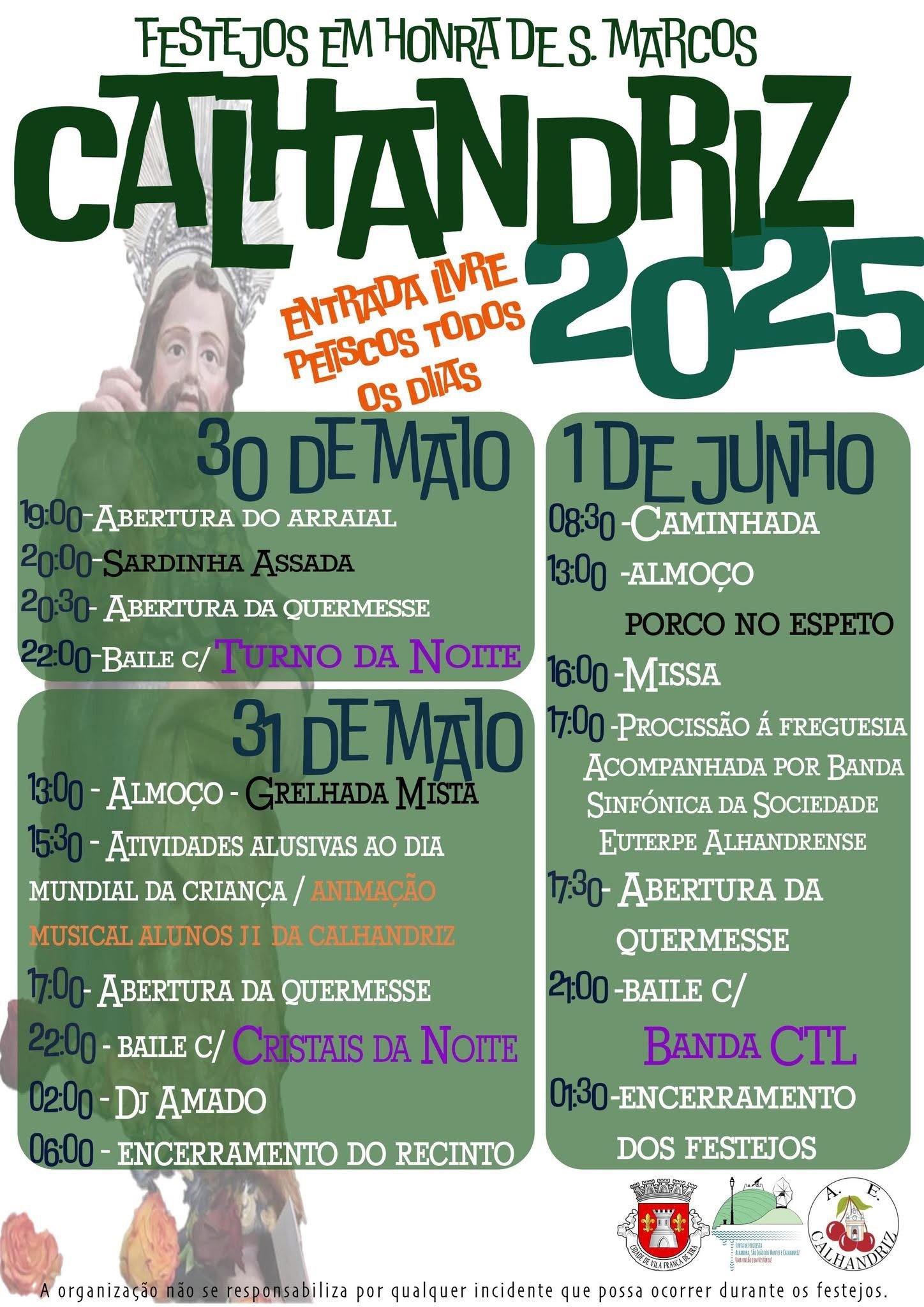 Cartaz Festejos em Honra de S.Marcos 2025 - Calhandriz