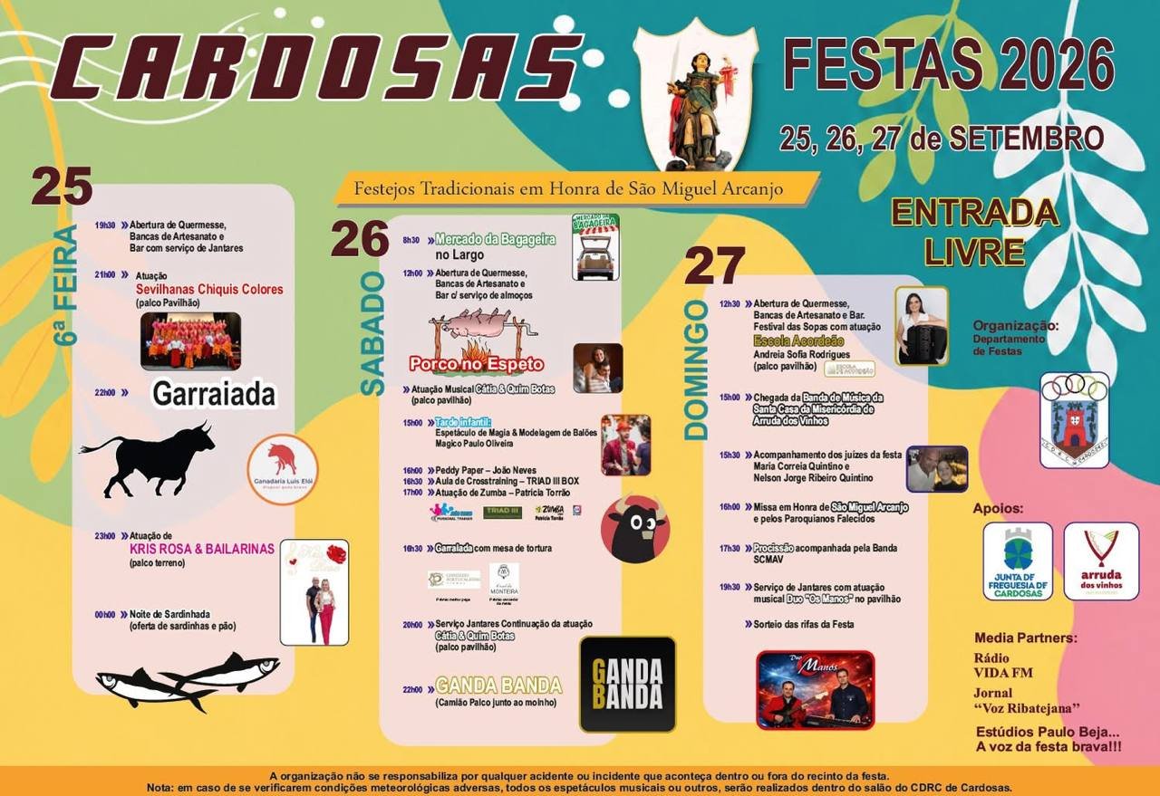 Cartaz Festejos Tradicionais em Honra de São Miguel Arcanjo 2026 - Cardosas