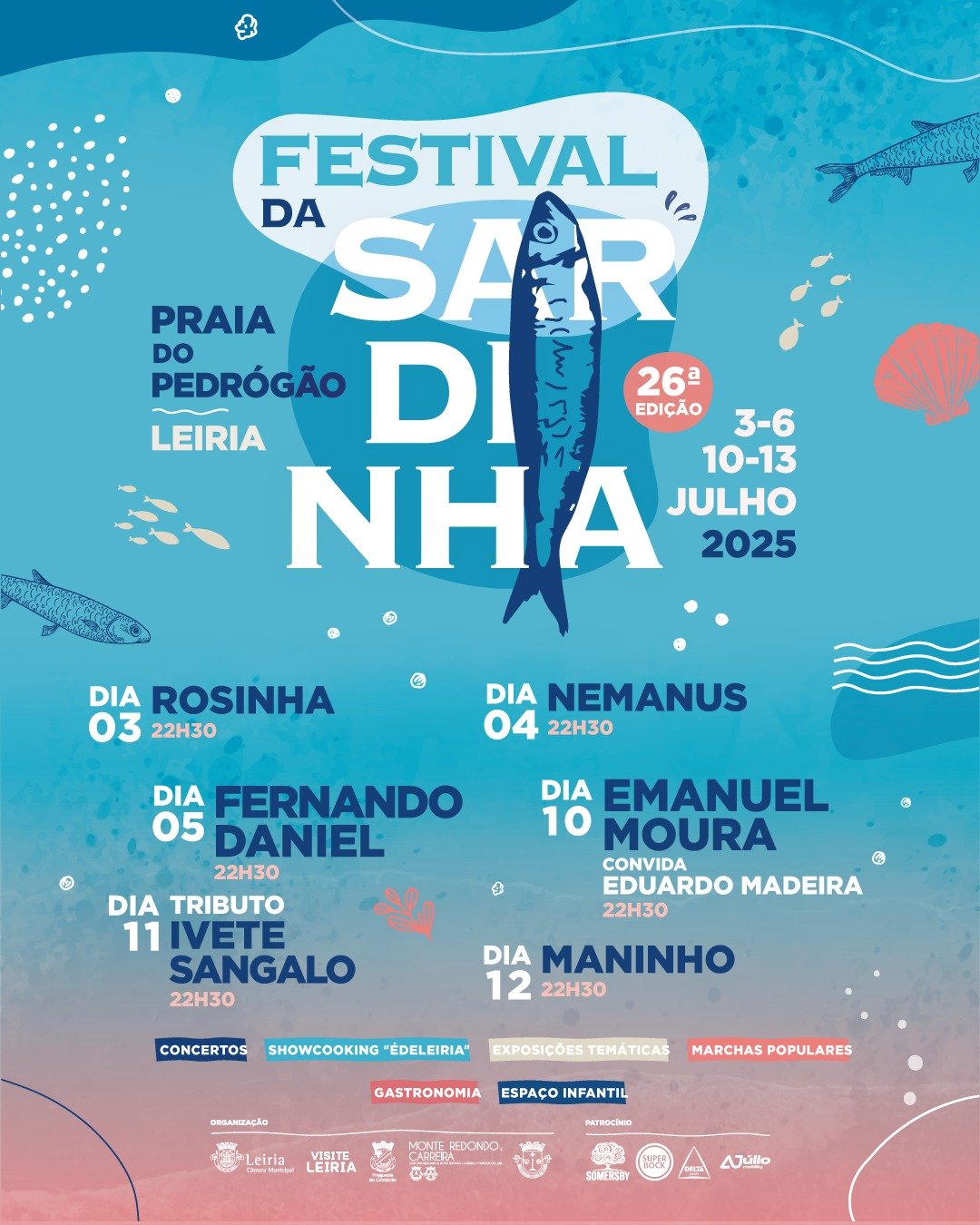 Cartaz Festival da Sardinha 2025 - Praia do Pedrogão