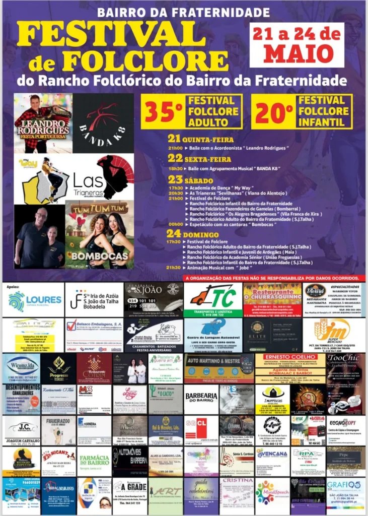 Cartaz Festival de Folclore 2026 - Bairro da Fraternidade