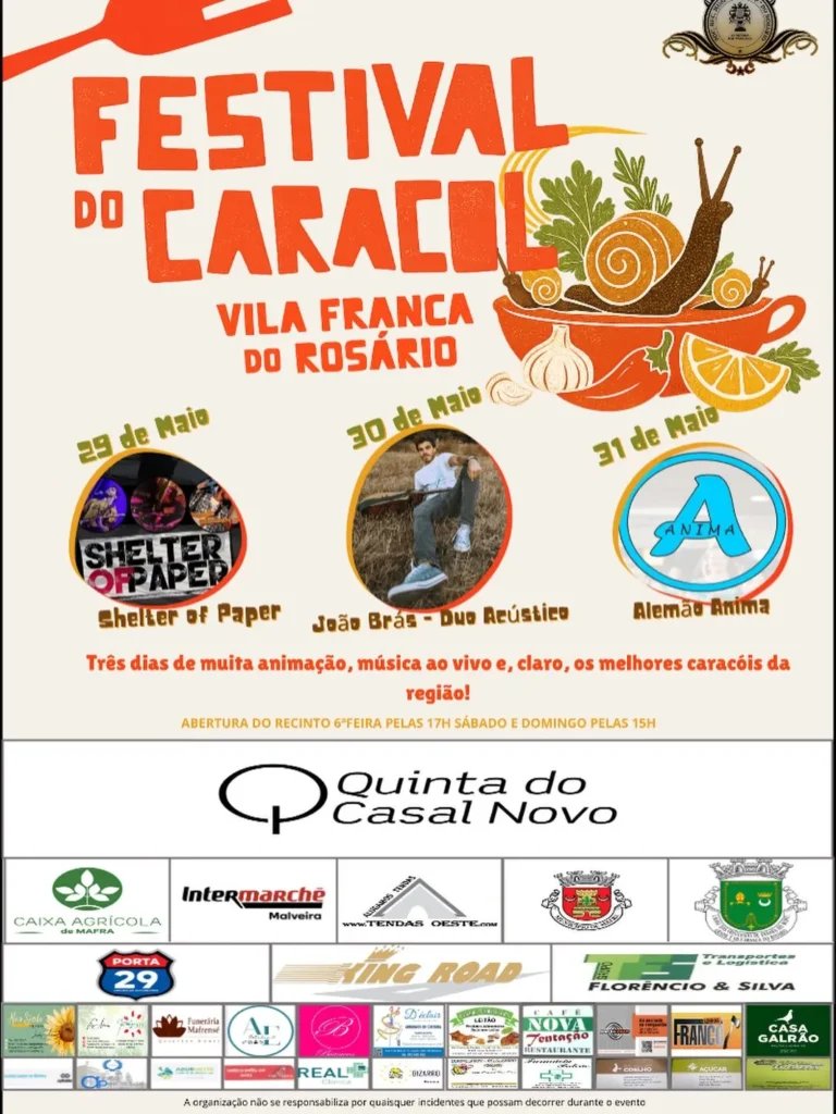 Cartaz Festival do Caracol 2026 - Vila Franca do Rosário