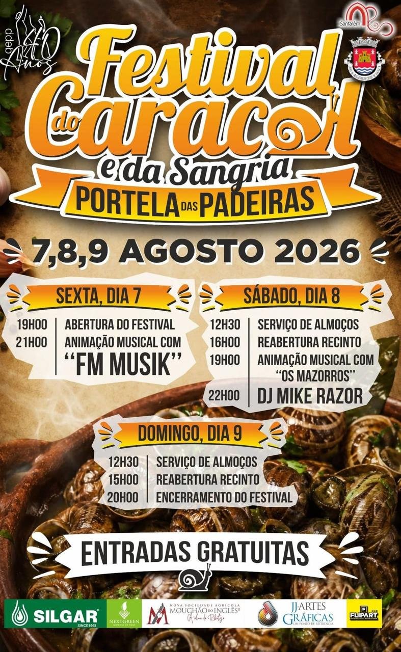 Cartaz Festival do Caracol e da Sangria 2026 - Portela das Padeiras