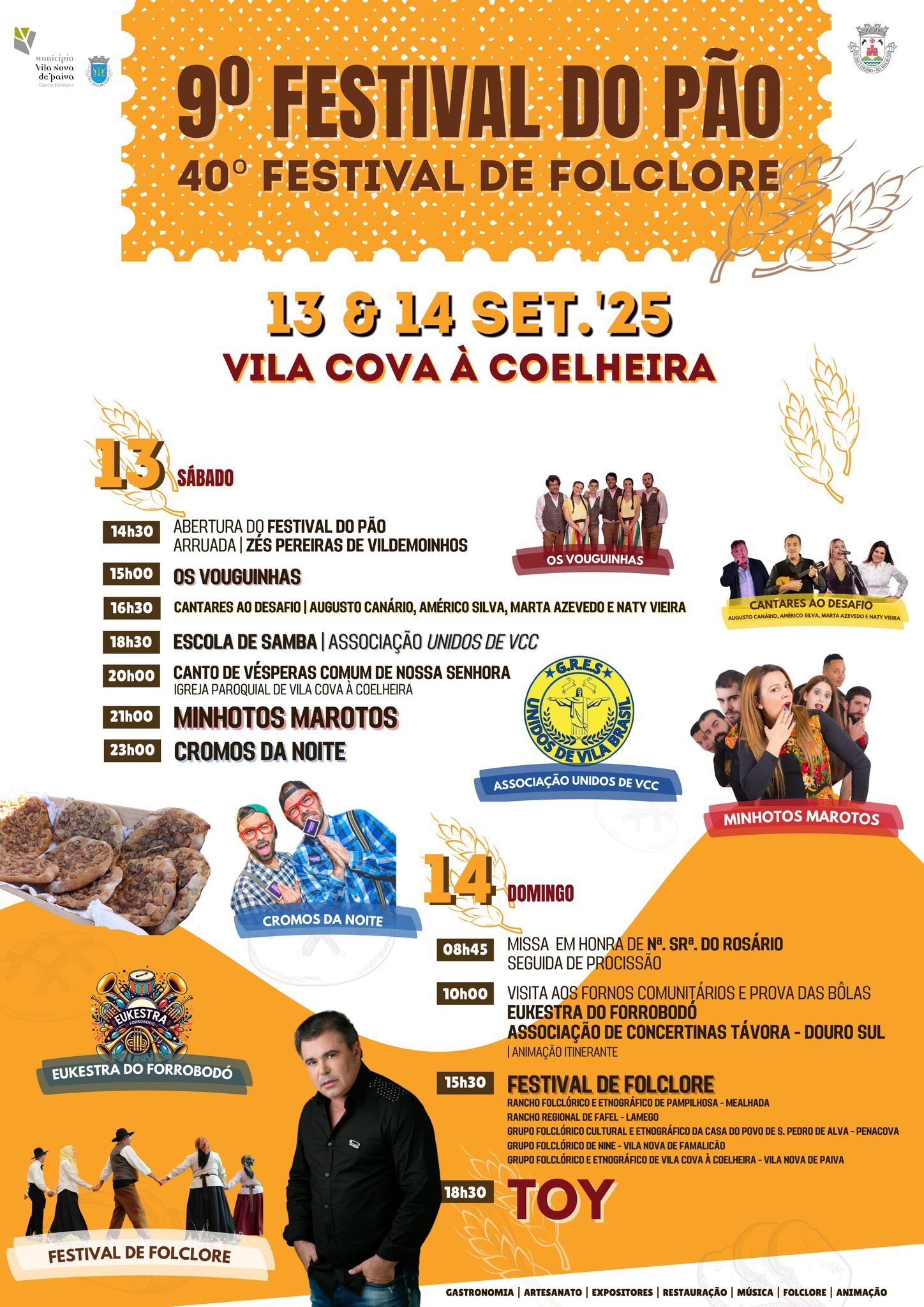 Cartaz Festival do Pão e Festival do Folclore 2025 - Vila Cova à Coelheira