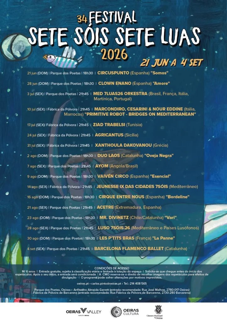Cartaz Festival Sete Sóis Sete Luas 2026 - Oeiras