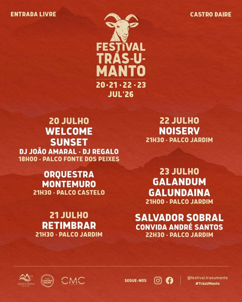 Cartaz Festival Trás-U-Manto 2026 - Castro Daire