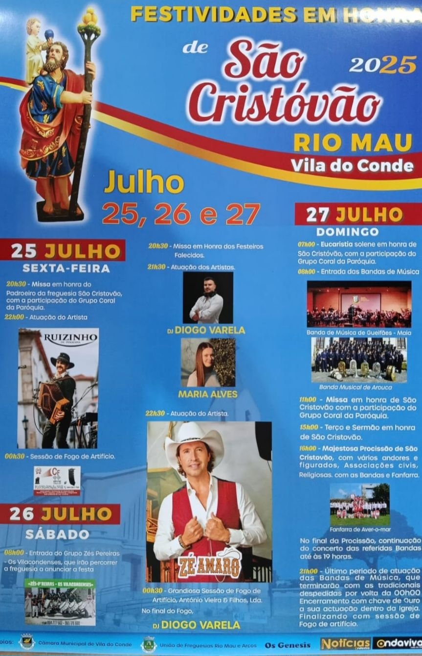 Cartaz Festividades em Honra de São Cristóvão 2025 - Vila do Conde