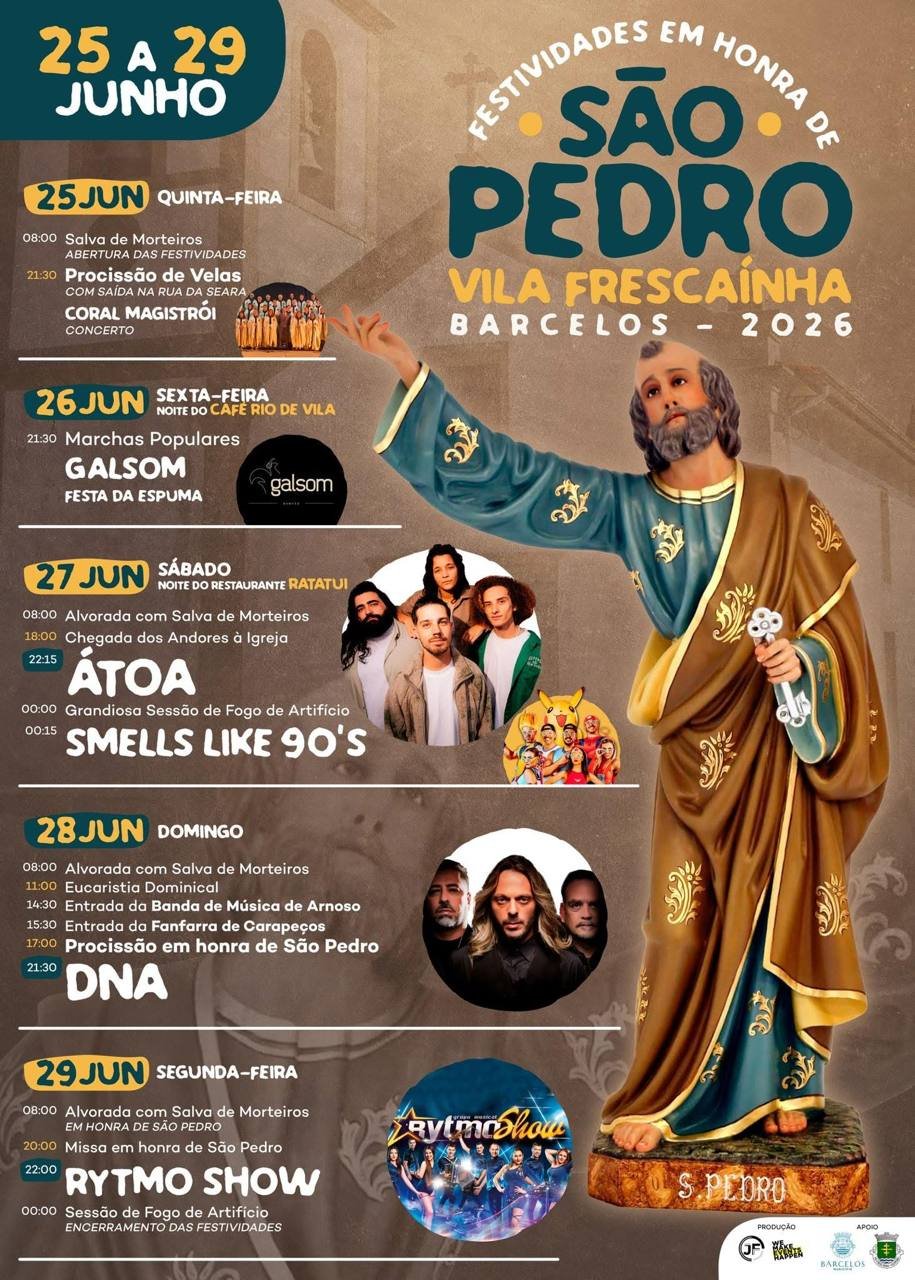 Cartaz Festividades em honra de São Pedro 2026 - Vila Frescainha