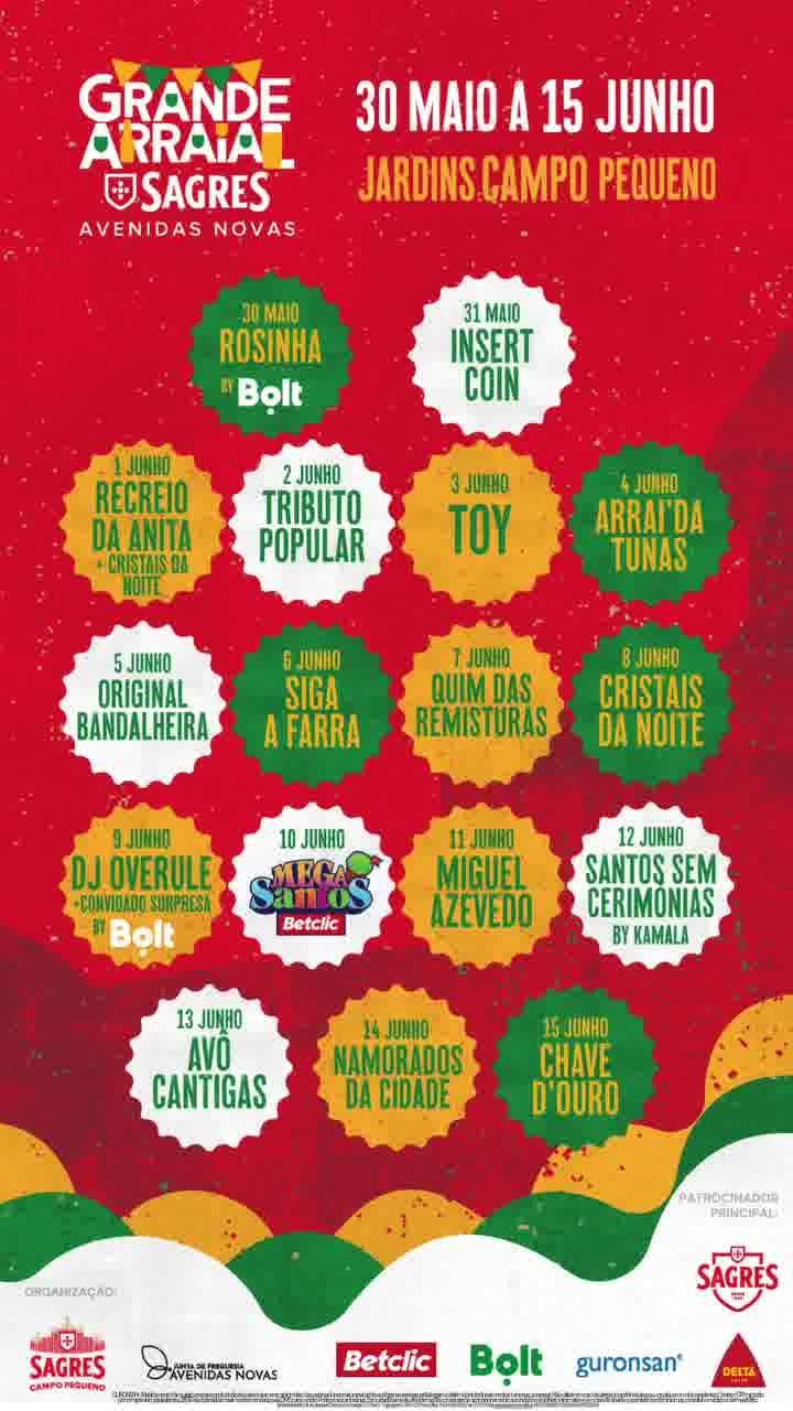 Cartaz Grande Arraial das Avenidas Novas 2025 - Lisboa