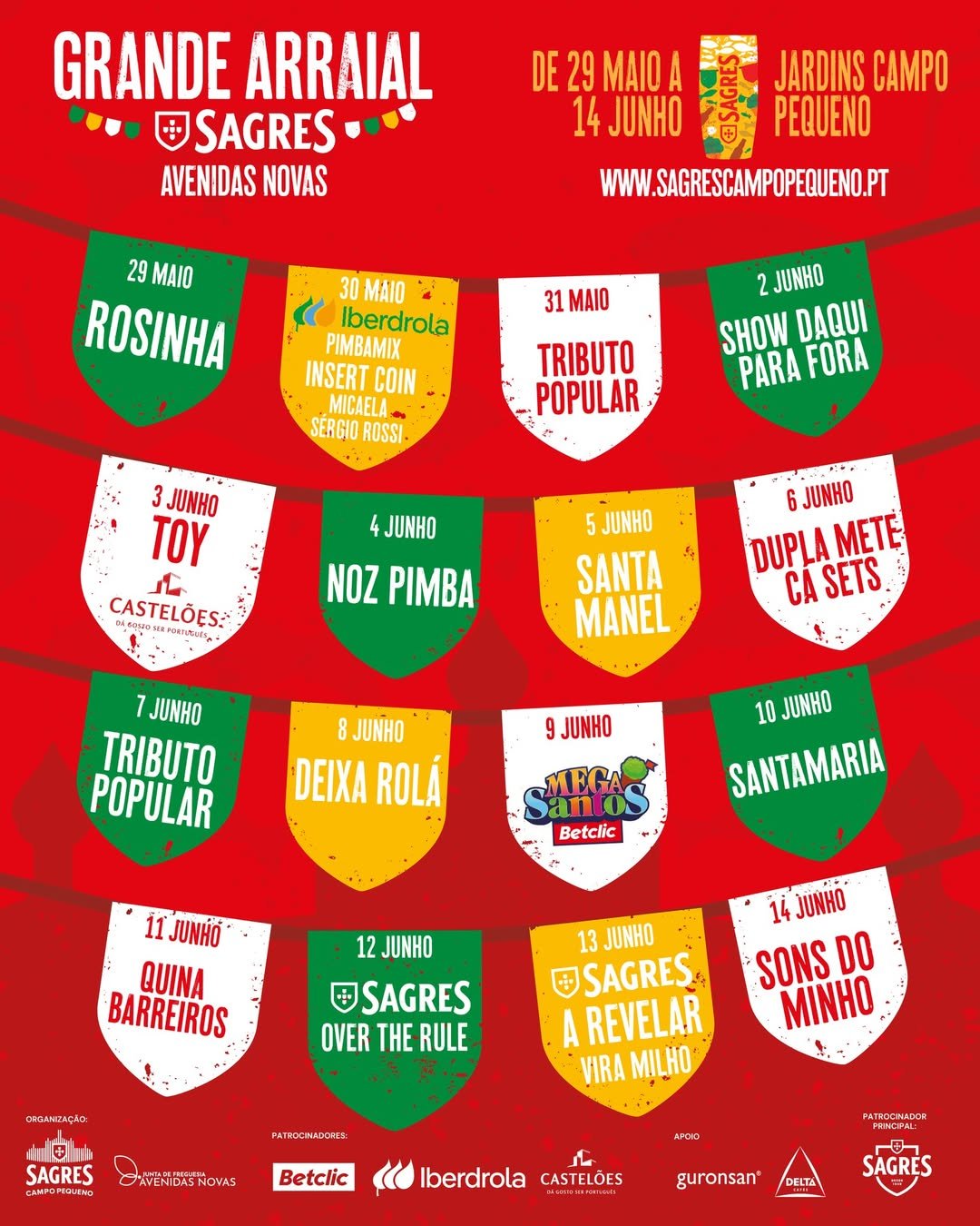 Cartaz Grande Arraial Sagres Avenidas Novas 2026 - Lisboa