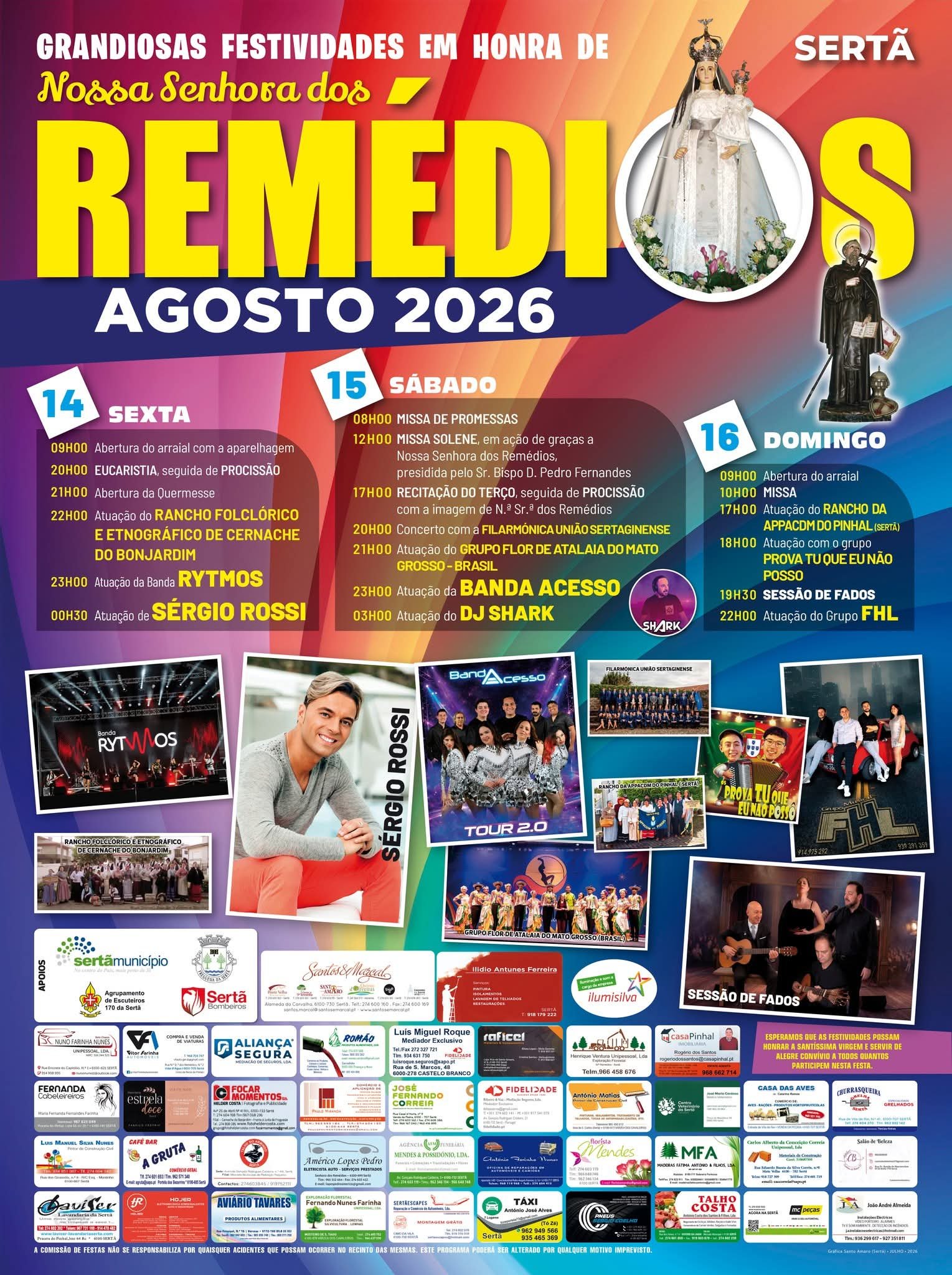 Cartaz GRANDIOSAS FESTIVIDADES EM HONRA DE NOSSA SENHORA DOS REMÉDIOS 2026 - SERTÃ