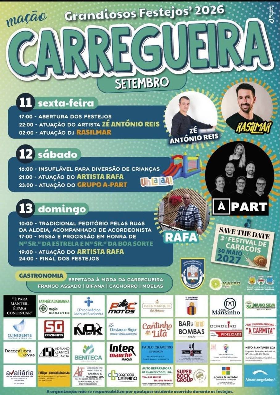 Cartaz Grandiosos Festejos 2026 - Carregueira