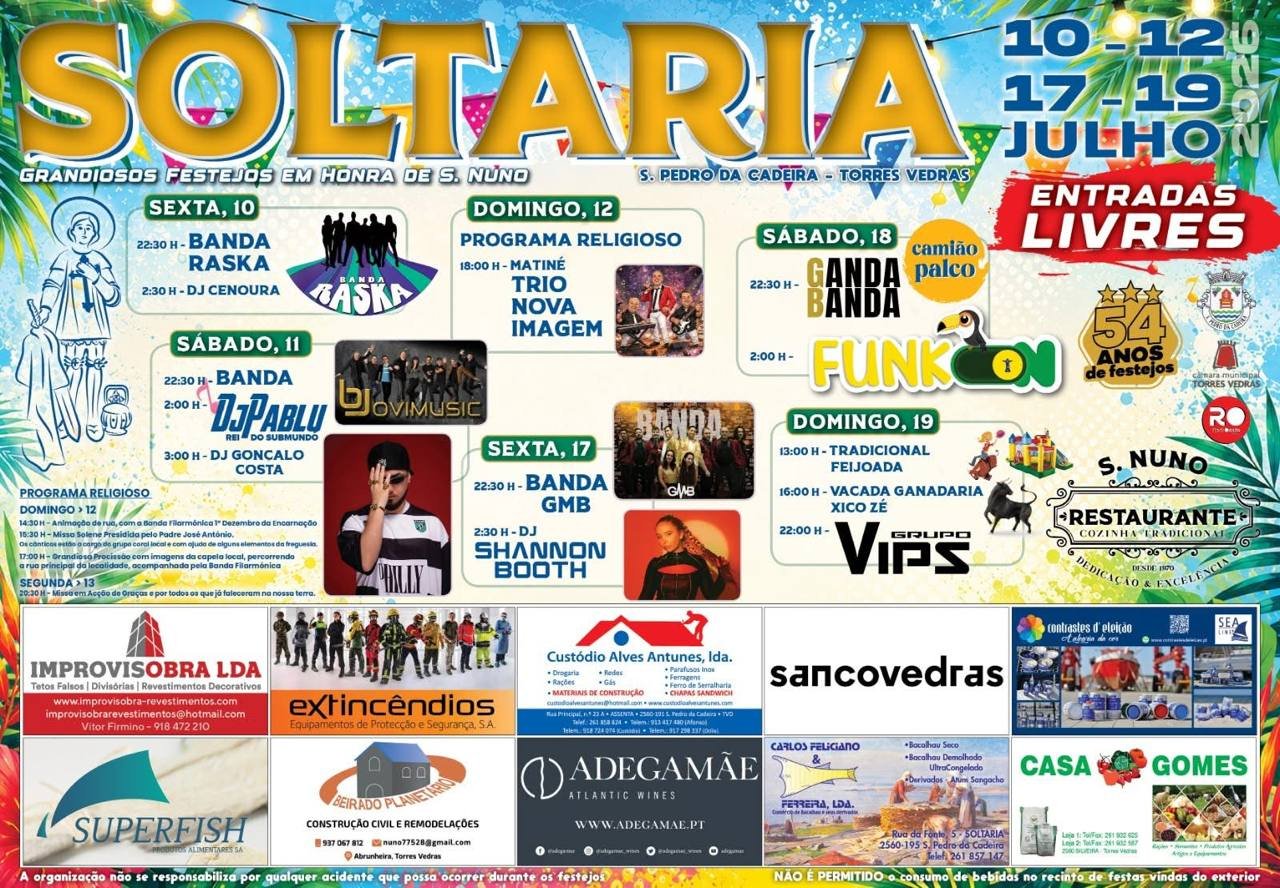 Cartaz Grandiosos Festejos em honra de S. Nuno 2026 - Soltaria