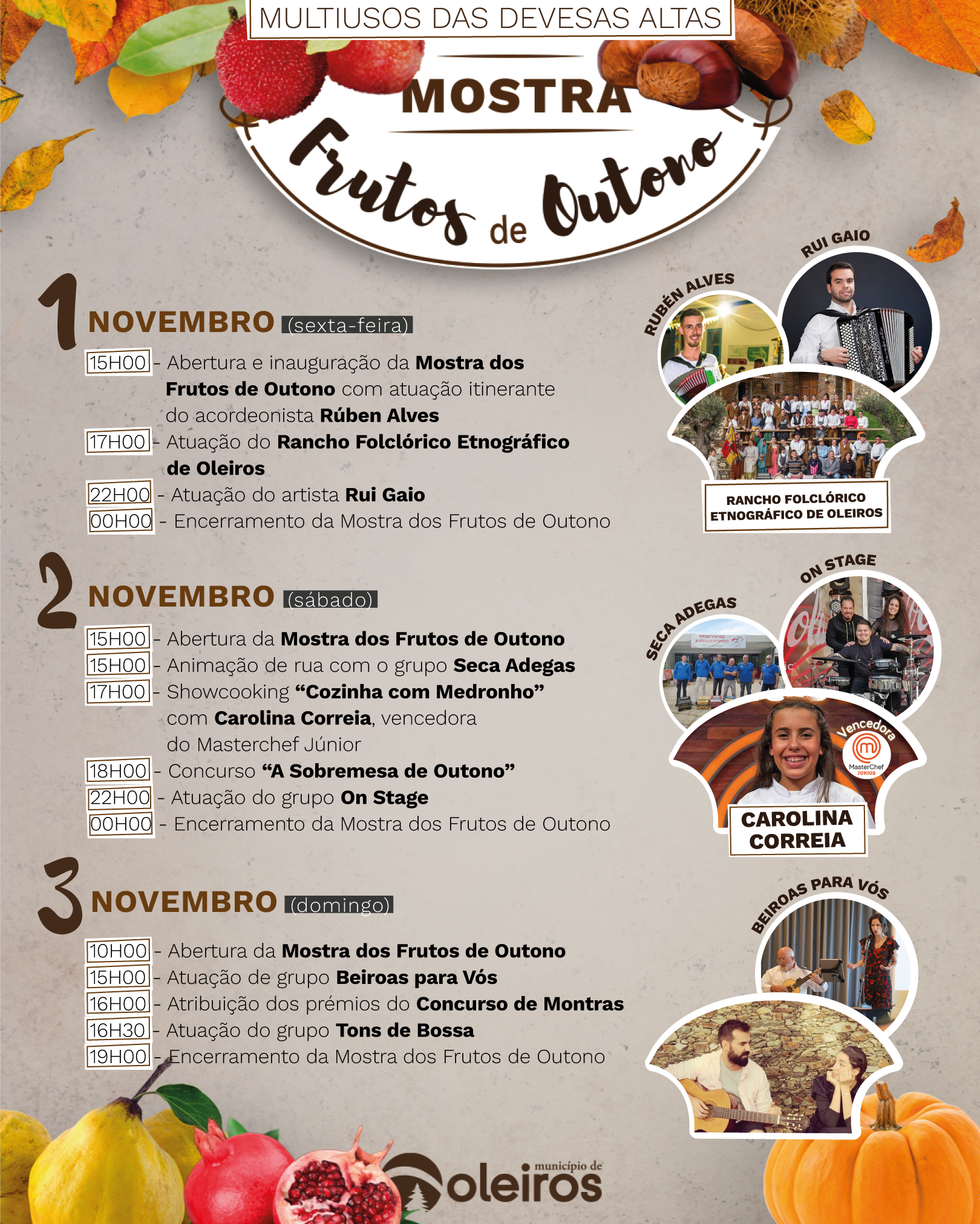 Cartaz Mostra de Frutos de Outono 2024 - Oleiros