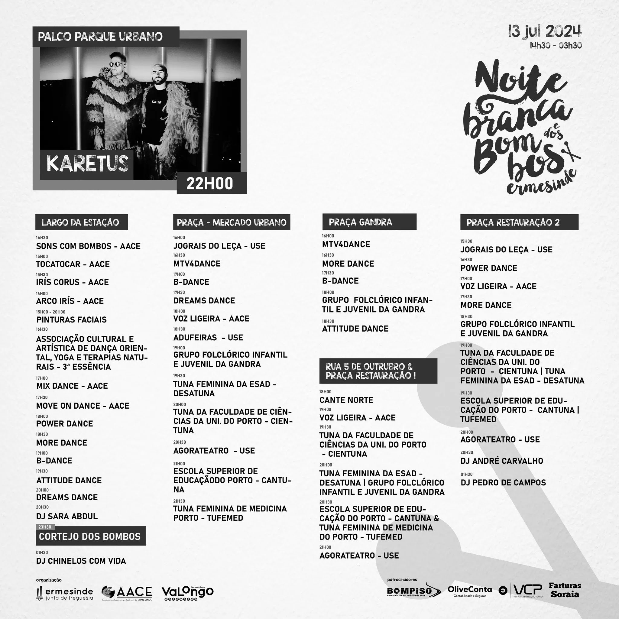 Cartaz Noite Branca e dos Bombos 2024 - Ermesinde