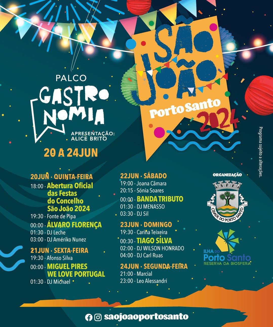Cartaz Palco Gastronomia | São João 2024 - Porto Santo