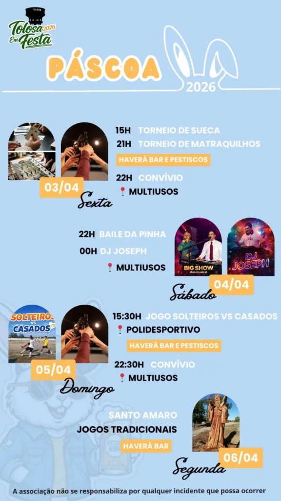 Cartaz Páscoa 2026 - Tolosa