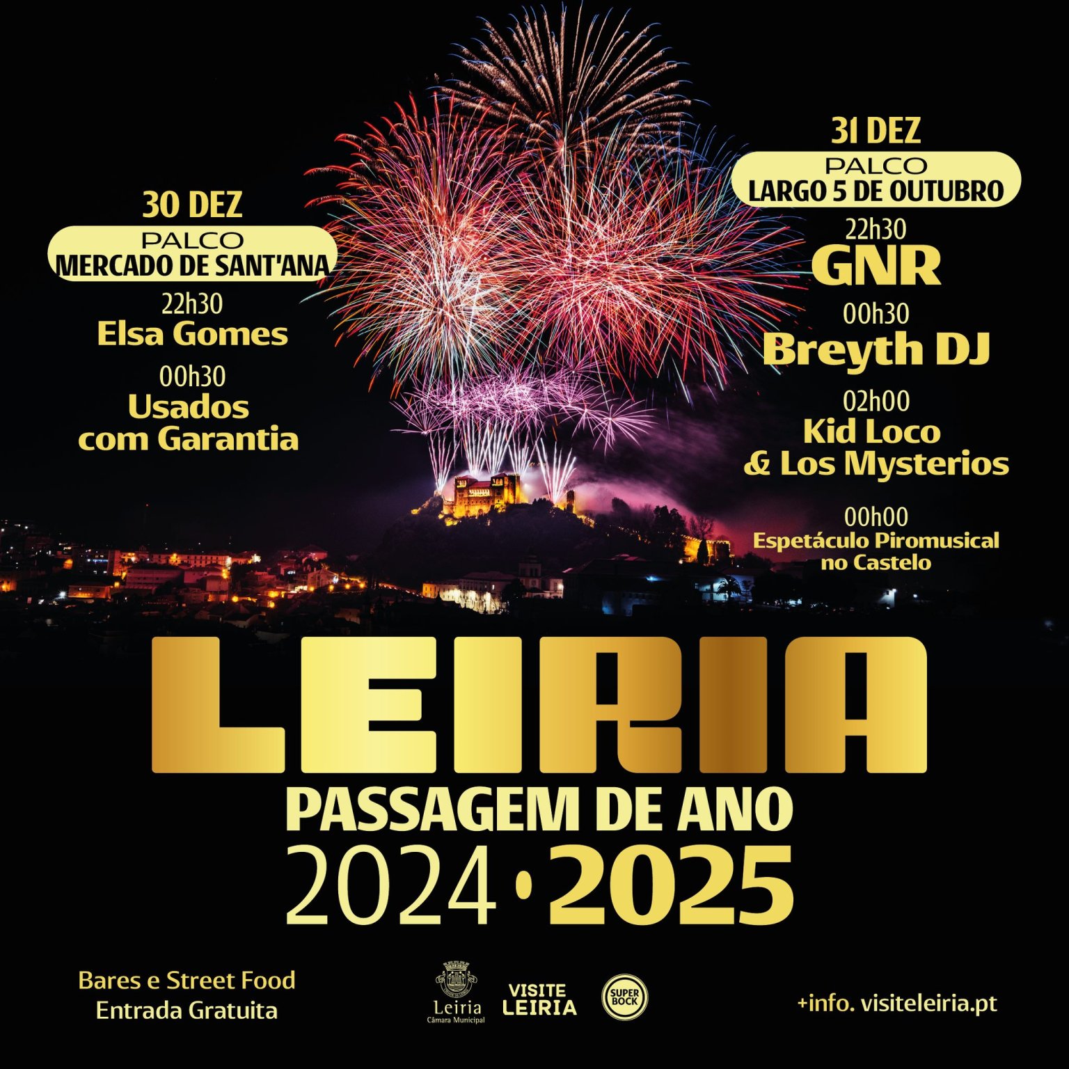 Cartaz Passagem de Ano 2024 - Leiria