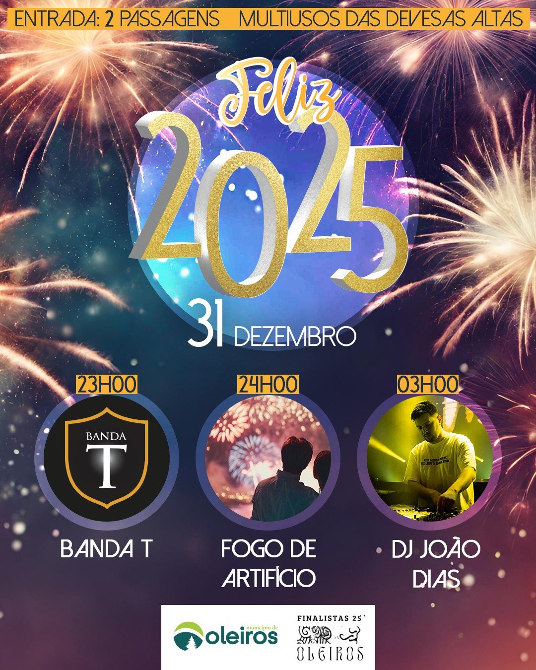 Cartaz Passagem de Ano 2024 - Oleiros