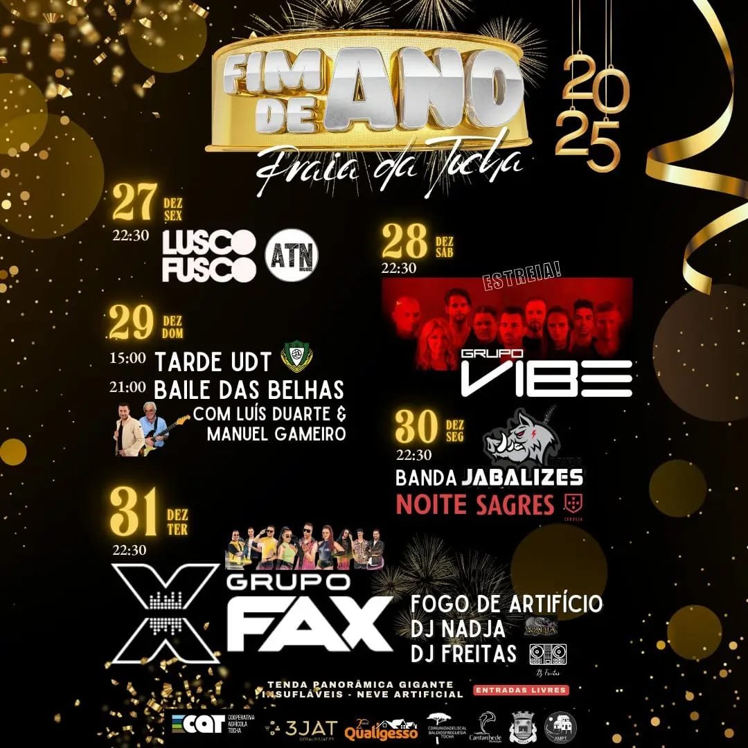 Cartaz Passagem de Ano 2024 - Praia da Tocha