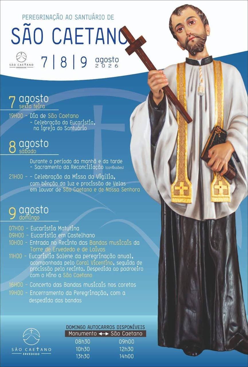 Cartaz Peregrinação ao Santuário de São Caetano 2026 - Ervededo