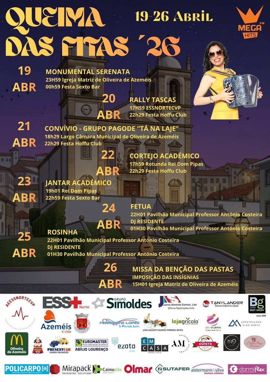 Cartaz Queima das Fitas 2026 - Oliveira de Azeméis
