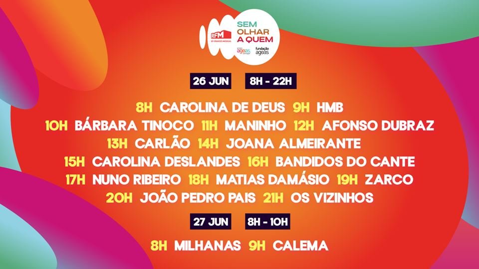Cartaz RFM Sem Olhar a Quem 2025 - Lisboa