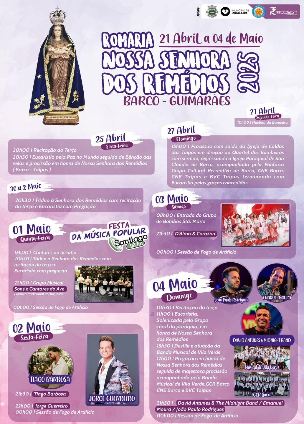 Cartaz Romaria de Nossa Senhora Dos Remédios 2025 - Guimarães