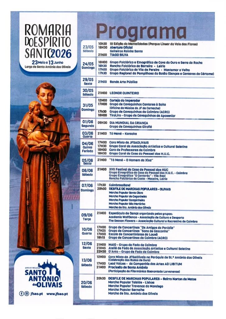 Cartaz Romaria do Espírito Santo 2026 - Olivais