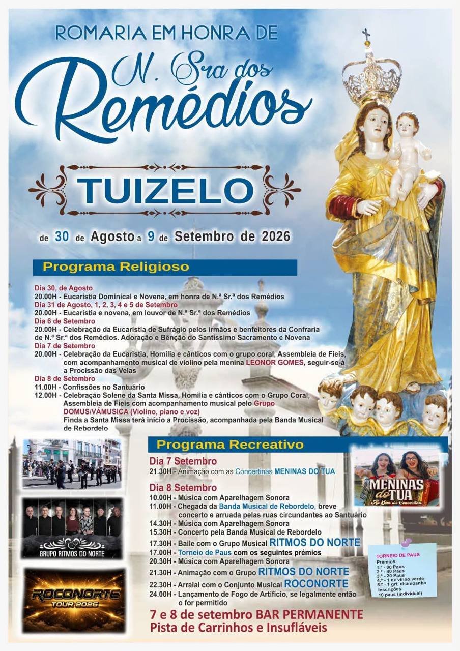 Cartaz Romaria em honra de N. Sra dos Remédios 2026 - Tuizelo
